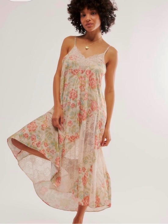Free People Other - Free People FP Intimately First Date Floral Print Lace Maxi Slip Dress Womens S
